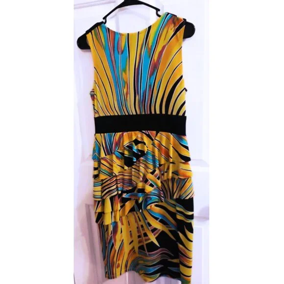 Frank Lyman Design V-Neck Cocktail Dress Size 8 Multicolor Ruffle - Picture 4 of 6